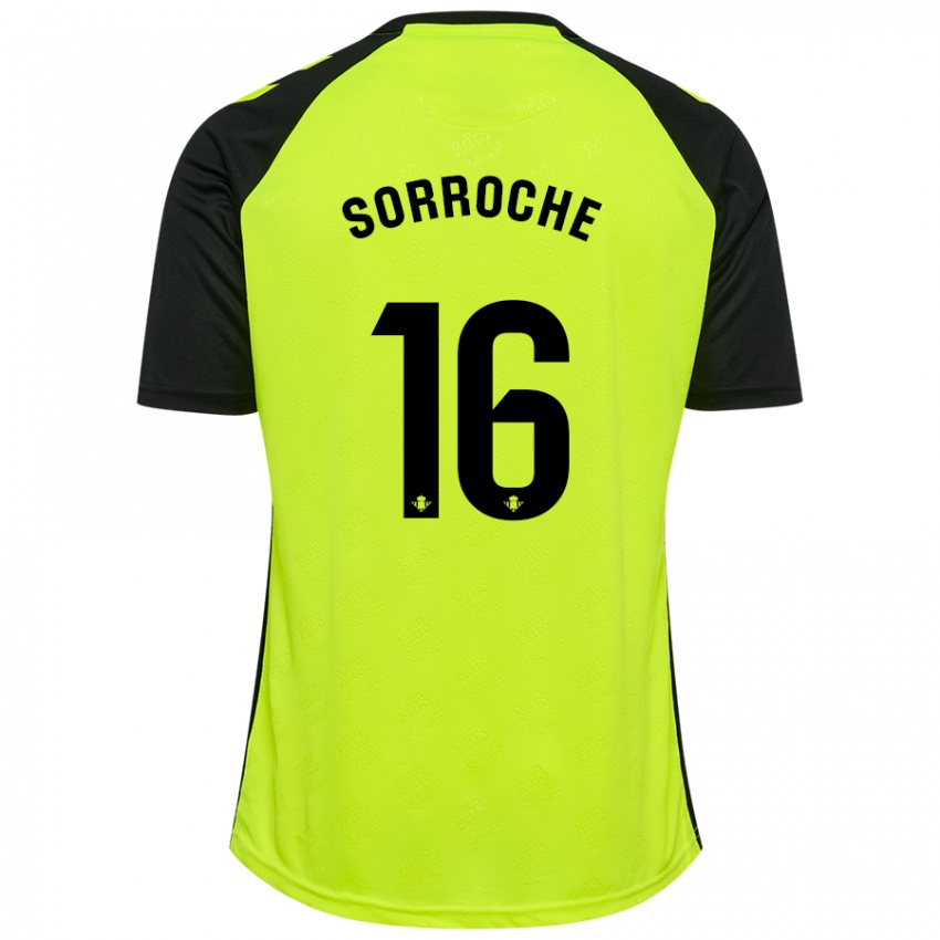 Férfi Ginés Sorroche #16 Fluoreszkáló Sárga Fekete Idegenbeli Jersey 2024/25 Mez Póló Ing