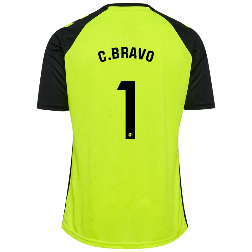 Férfi Claudio Bravo #1 Fluoreszkáló Sárga Fekete Idegenbeli Jersey 2024/25 Mez Póló Ing