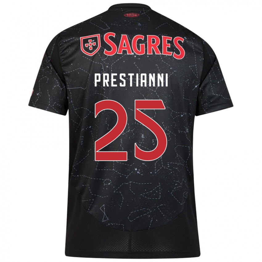 Férfi Gianluca Prestianni #25 Fekete Piros Idegenbeli Jersey 2024/25 Mez Póló Ing