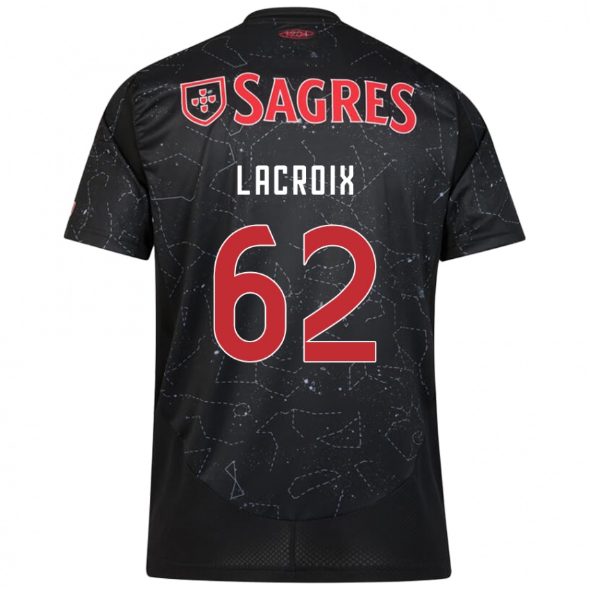 Férfi Lenny Lacroix #62 Fekete Piros Idegenbeli Jersey 2024/25 Mez Póló Ing