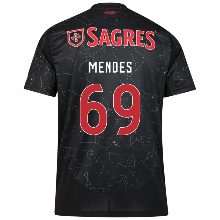 Férfi Vladimir Mendes #69 Fekete Piros Idegenbeli Jersey 2024/25 Mez Póló Ing