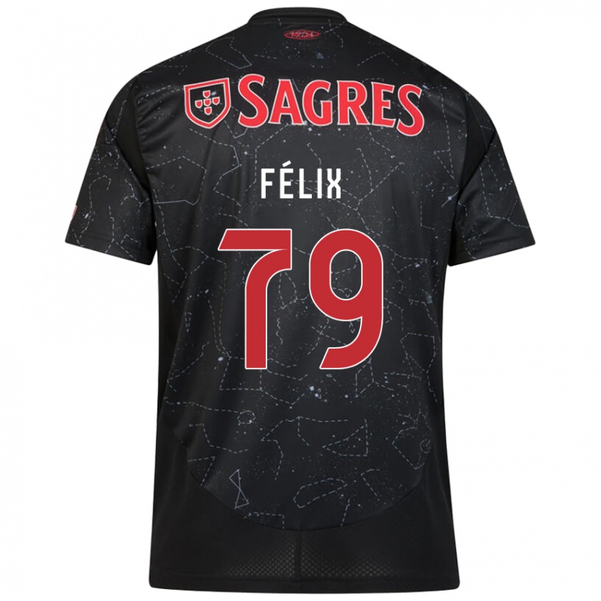 Férfi Hugo Félix #79 Fekete Piros Idegenbeli Jersey 2024/25 Mez Póló Ing