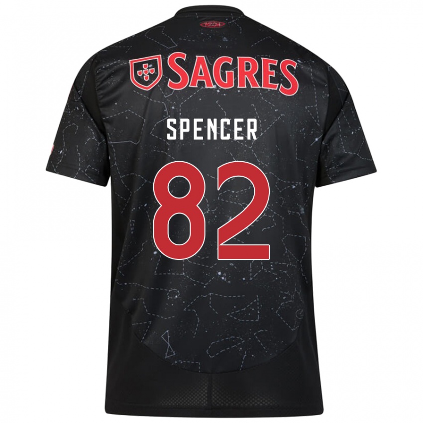 Férfi Diogo Spencer #82 Fekete Piros Idegenbeli Jersey 2024/25 Mez Póló Ing