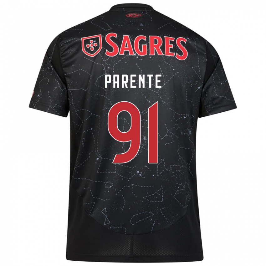 Férfi Tiago Parente #91 Fekete Piros Idegenbeli Jersey 2024/25 Mez Póló Ing