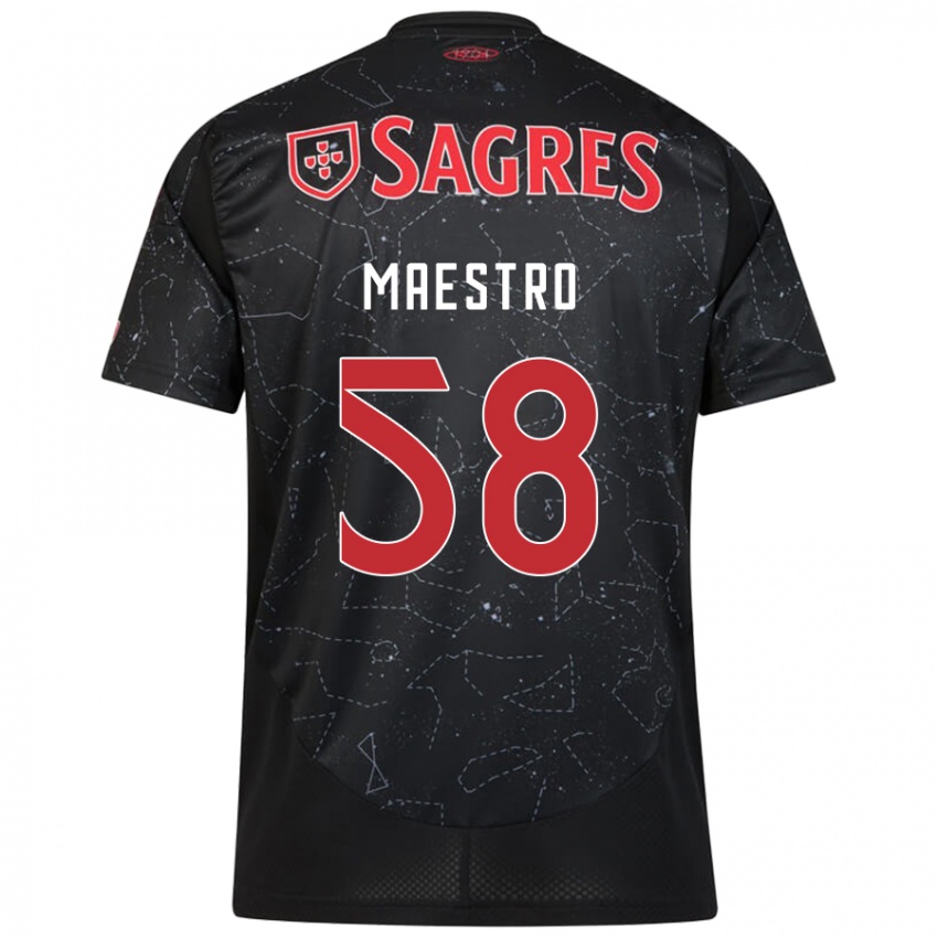 Férfi Maestro #58 Fekete Piros Idegenbeli Jersey 2024/25 Mez Póló Ing