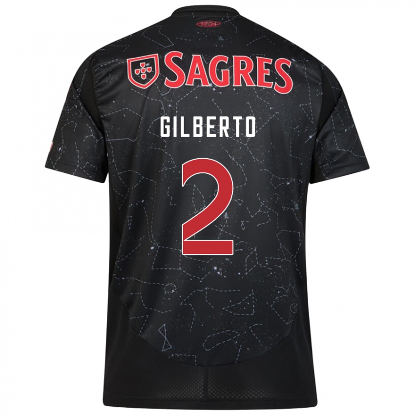 Férfi Gilberto #2 Fekete Piros Idegenbeli Jersey 2024/25 Mez Póló Ing