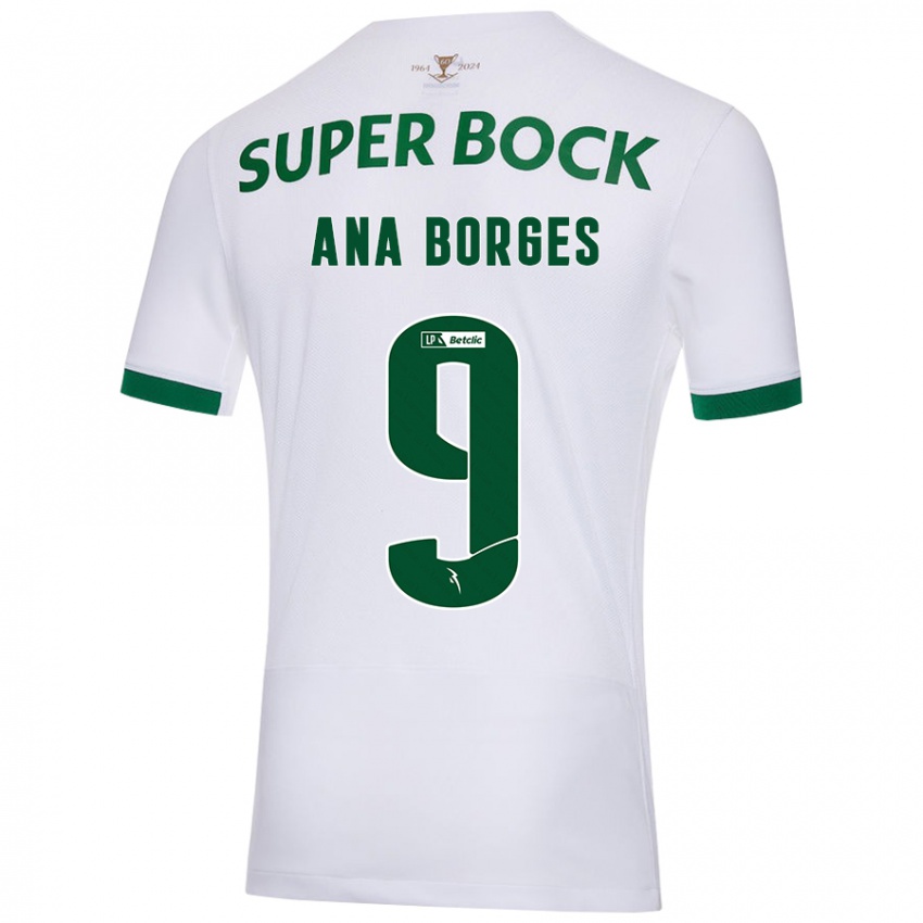 Férfi Ana Catarina Marques Borges #9 Fehér Zöld Idegenbeli Jersey 2024/25 Mez Póló Ing