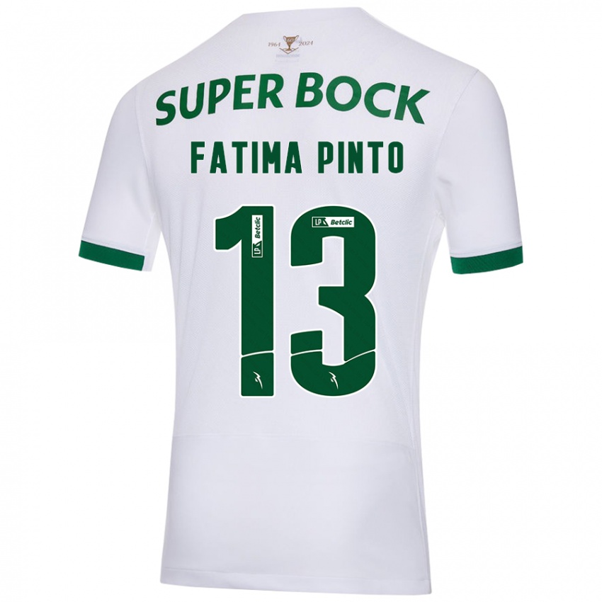 Férfi Fátima Alexandra Figueira Pinto #13 Fehér Zöld Idegenbeli Jersey 2024/25 Mez Póló Ing