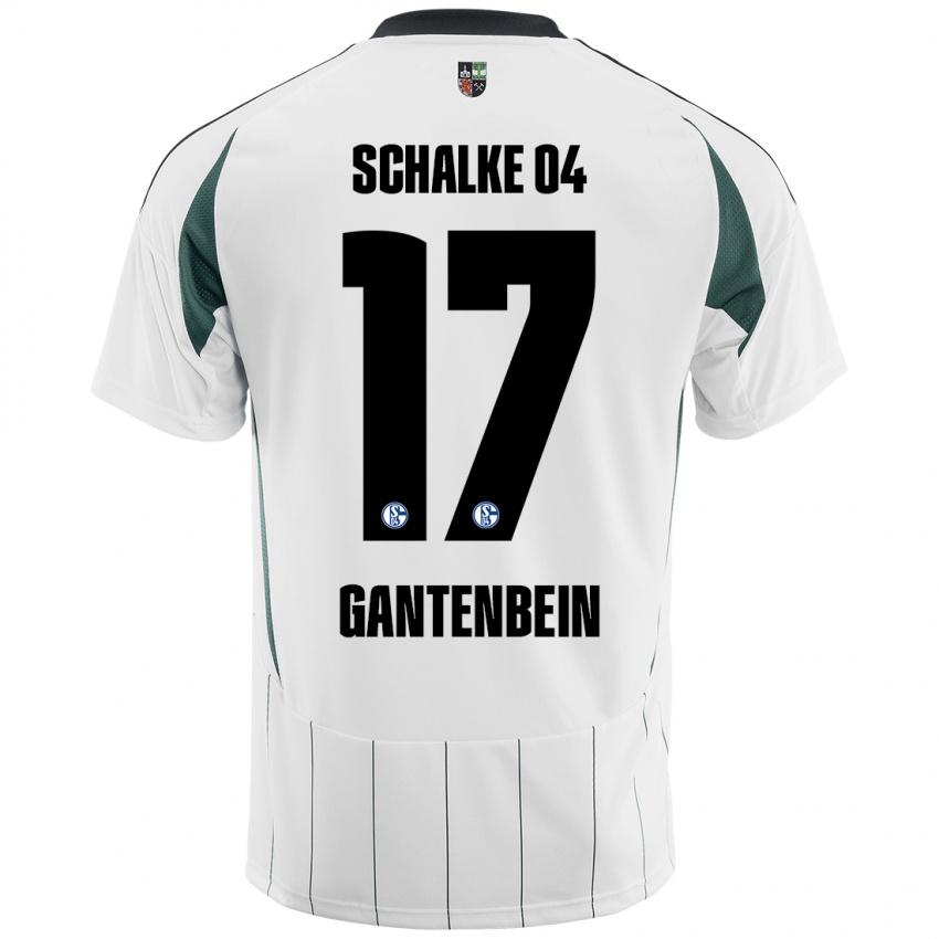 Férfi Adrian Gantenbein #17 Fehér Zöld Idegenbeli Jersey 2024/25 Mez Póló Ing