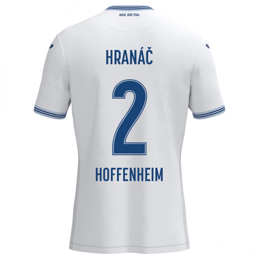 Férfi Robin Hranac #2 Fehér Kék Idegenbeli Jersey 2024/25 Mez Póló Ing