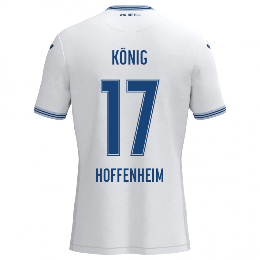 Férfi Noah König #17 Fehér Kék Idegenbeli Jersey 2024/25 Mez Póló Ing