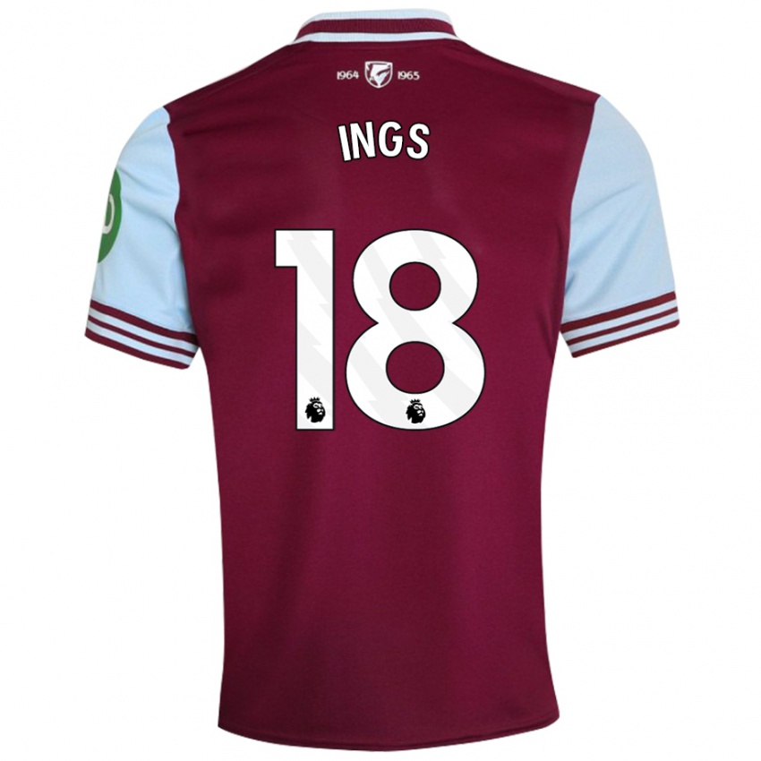 Női Danny Ings #18 Sötétvörös Hazai Jersey 2024/25 Mez Póló Ing