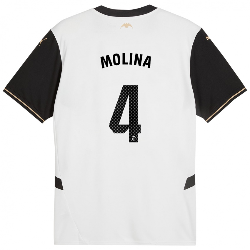 Női María Molina #4 Fehér Fekete Hazai Jersey 2024/25 Mez Póló Ing