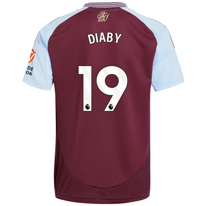 Női Moussa Diaby #19 Bordó Égszínkék Hazai Jersey 2024/25 Mez Póló Ing