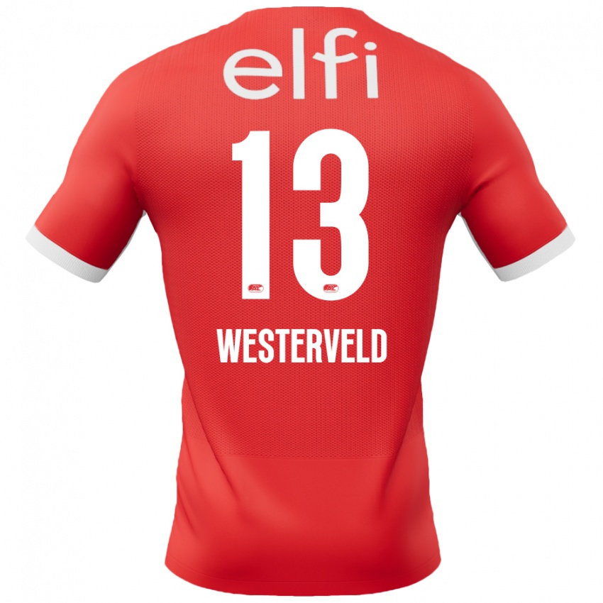 Női Sem Westerveld #13 Piros Fehér Hazai Jersey 2024/25 Mez Póló Ing