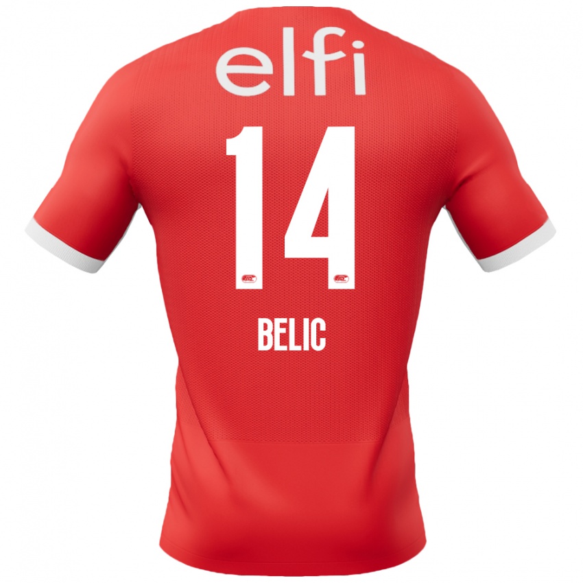 Női Kristijan Belic #14 Piros Fehér Hazai Jersey 2024/25 Mez Póló Ing