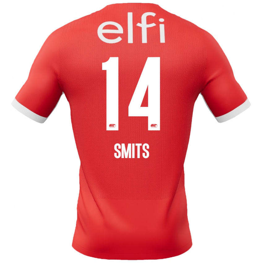 Női Anthony Smits #14 Piros Fehér Hazai Jersey 2024/25 Mez Póló Ing