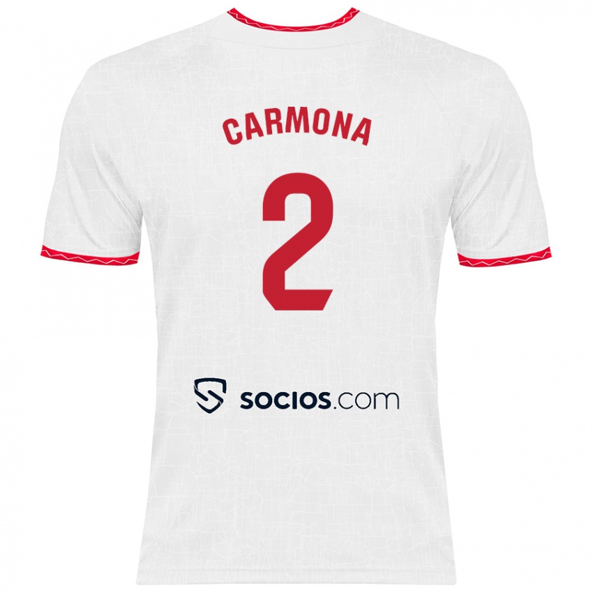 Női José Ángel Carmona #2 Fehér Piros Hazai Jersey 2024/25 Mez Póló Ing