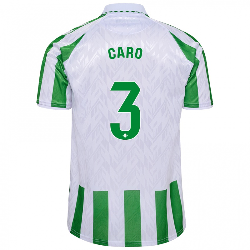 Női Andrés Caro #3 Zöld Fehér Csíkok Hazai Jersey 2024/25 Mez Póló Ing