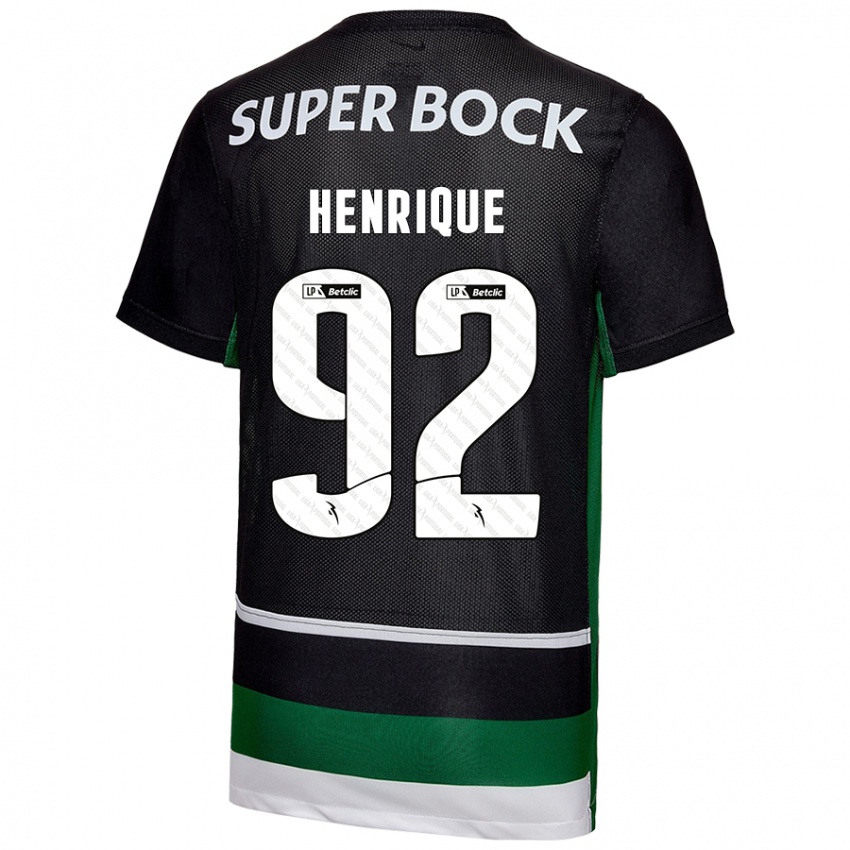 Női Eduardo Henrique #92 Fekete Fehér Zöld Hazai Jersey 2024/25 Mez Póló Ing