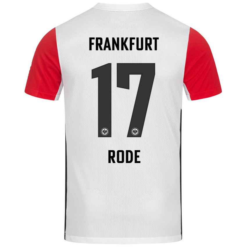 Női Sebastian Rode #17 Fehér Piros Hazai Jersey 2024/25 Mez Póló Ing