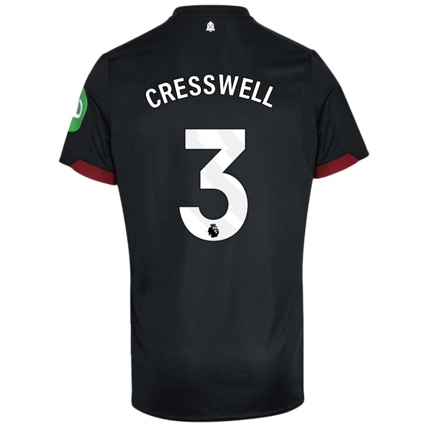 Női Aaron Cresswell #3 Fekete Fehér Idegenbeli Jersey 2024/25 Mez Póló Ing