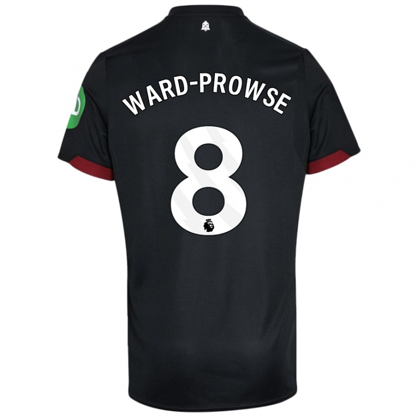 Női James Ward-Prowse #8 Fekete Fehér Idegenbeli Jersey 2024/25 Mez Póló Ing