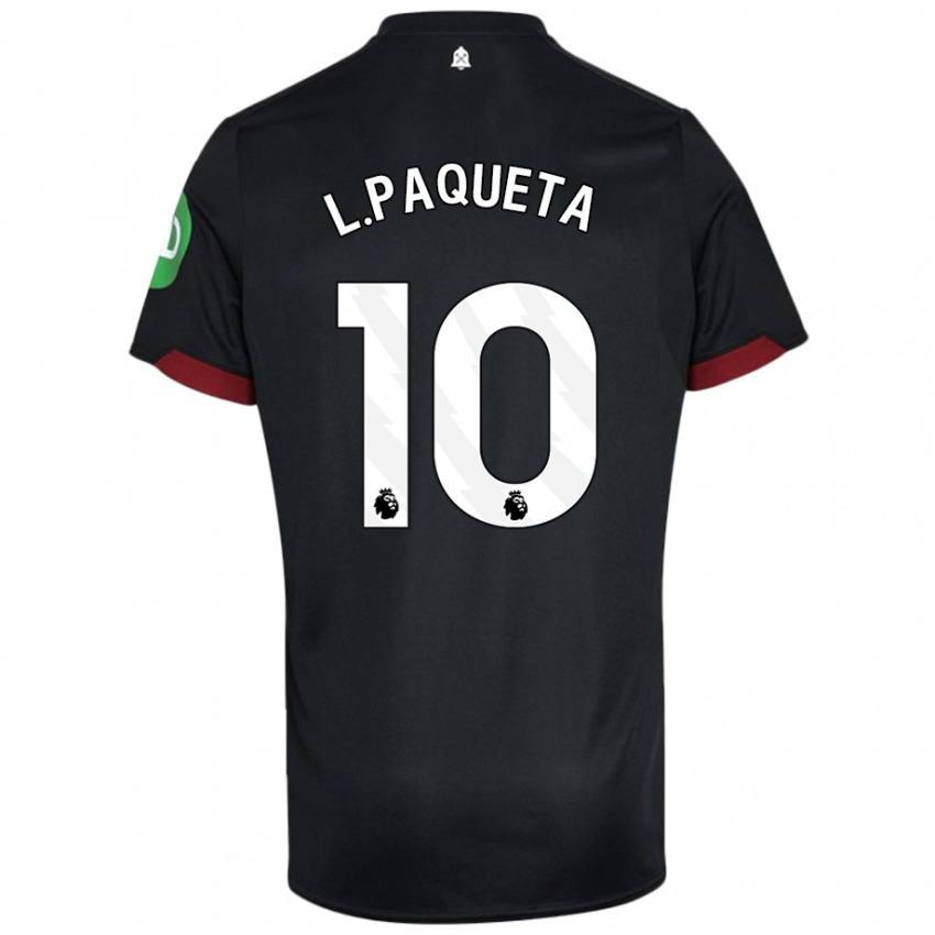 Női Lucas Paqueta #10 Fekete Fehér Idegenbeli Jersey 2024/25 Mez Póló Ing