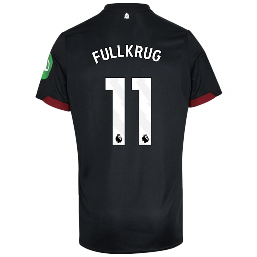 Női Niclas Füllkrug #11 Fekete Fehér Idegenbeli Jersey 2024/25 Mez Póló Ing