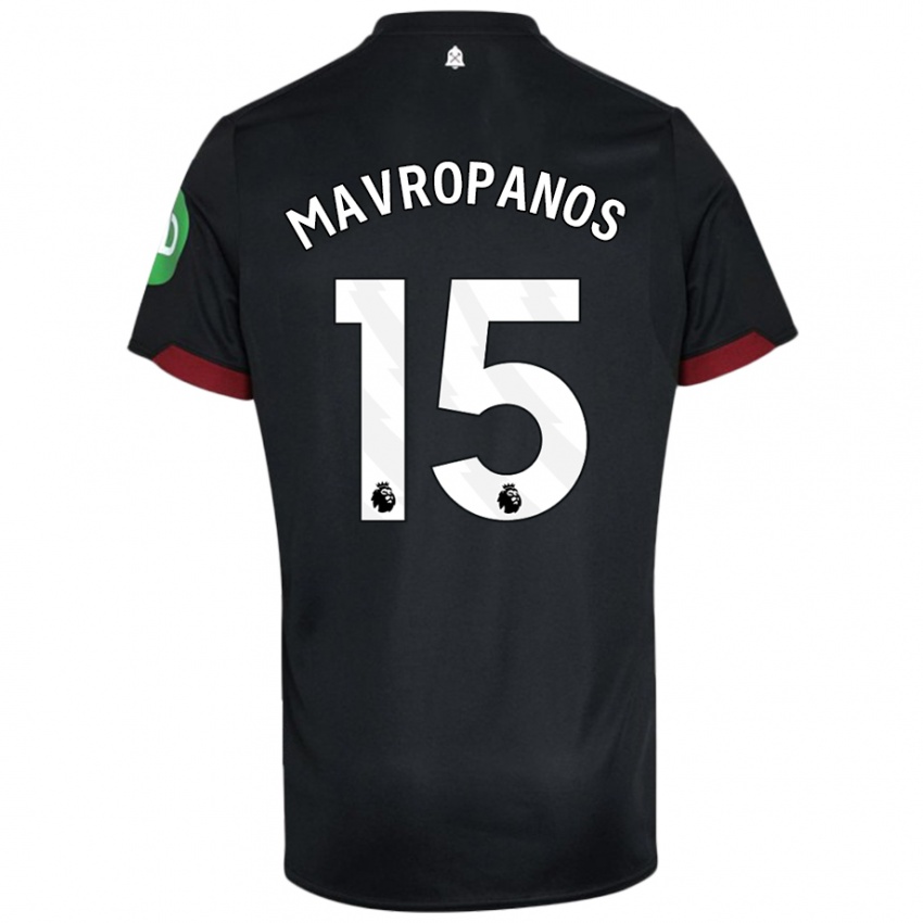 Női Konstantinos Mavropanos #15 Fekete Fehér Idegenbeli Jersey 2024/25 Mez Póló Ing