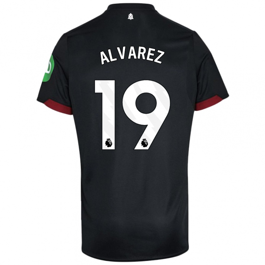 Női Edson Alvarez #19 Fekete Fehér Idegenbeli Jersey 2024/25 Mez Póló Ing