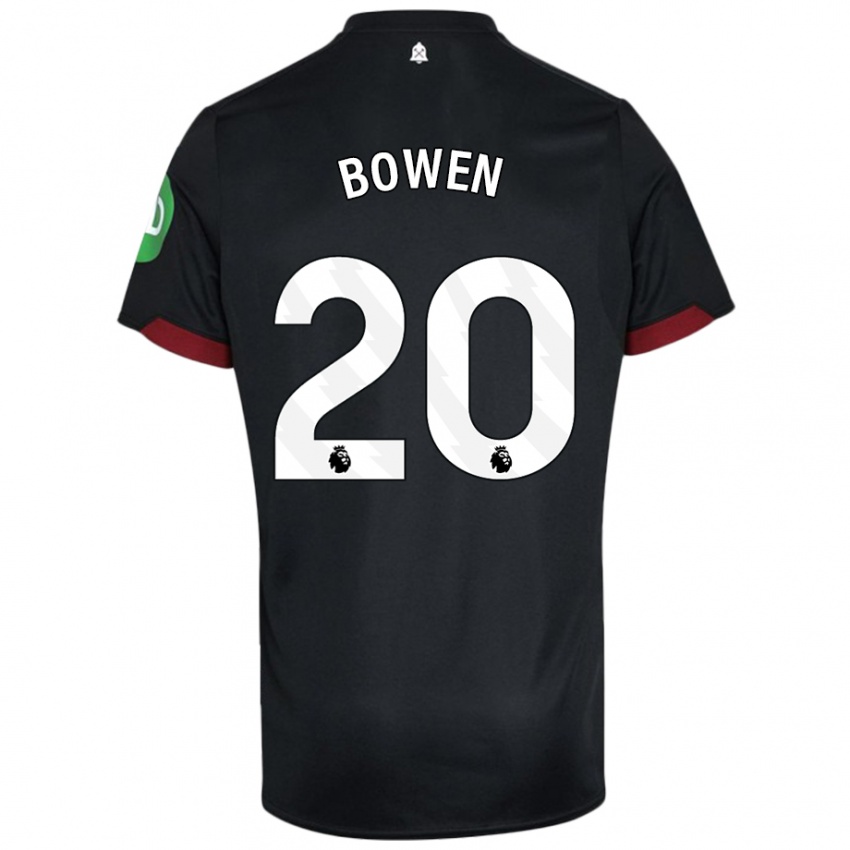 Női Jarrod Bowen #20 Fekete Fehér Idegenbeli Jersey 2024/25 Mez Póló Ing