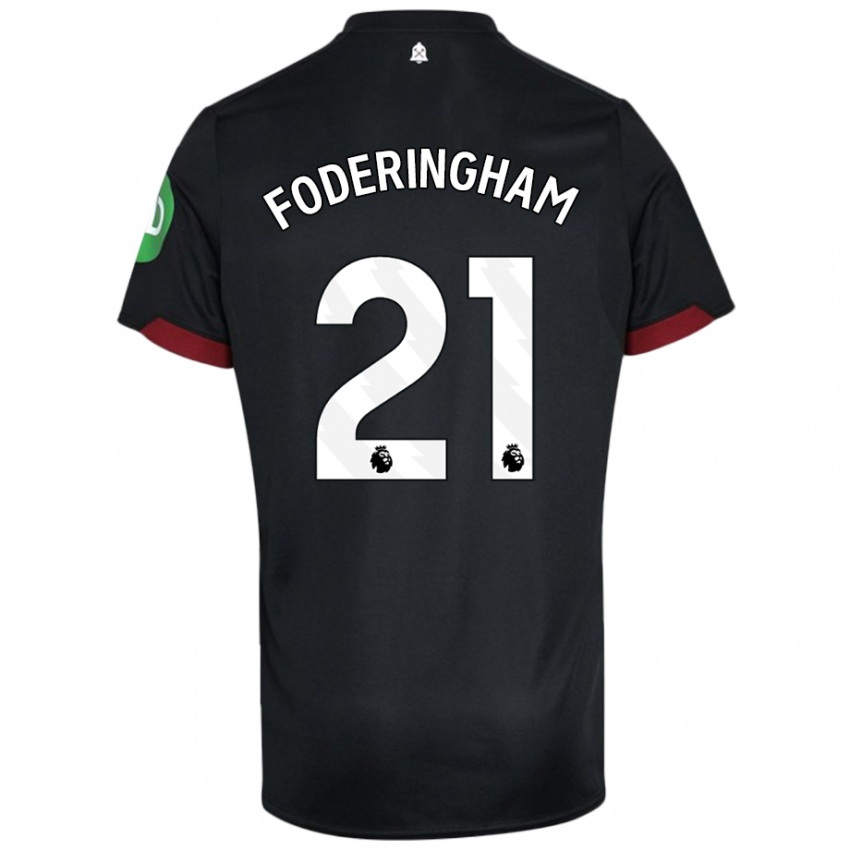 Női Wes Foderingham #21 Fekete Fehér Idegenbeli Jersey 2024/25 Mez Póló Ing