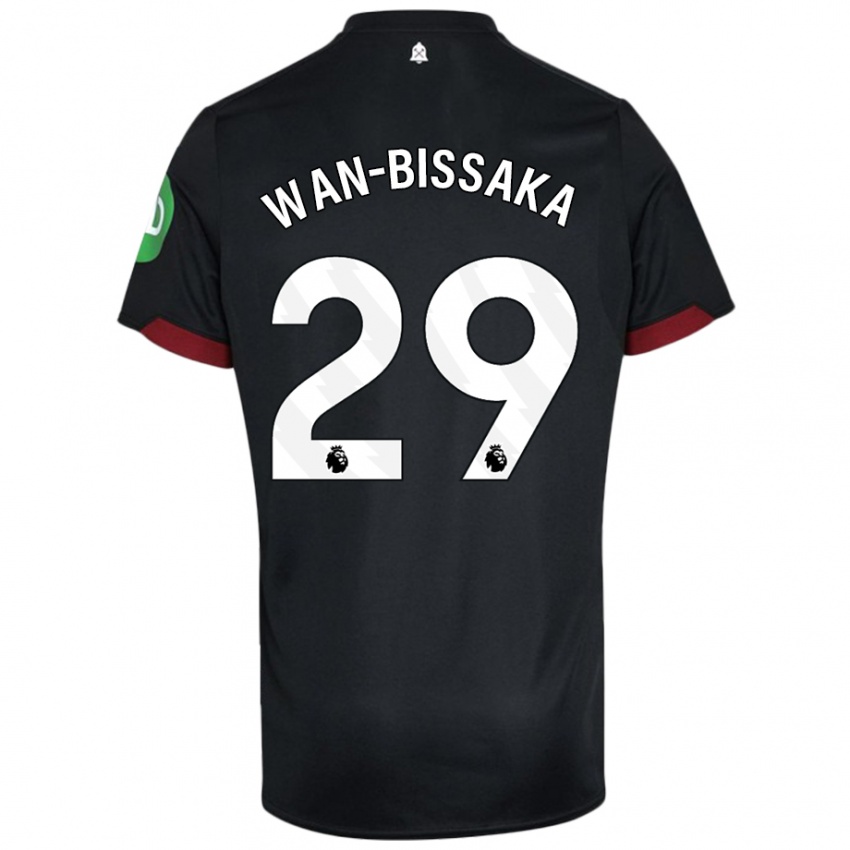 Női Aaron Wan-Bissaka #29 Fekete Fehér Idegenbeli Jersey 2024/25 Mez Póló Ing