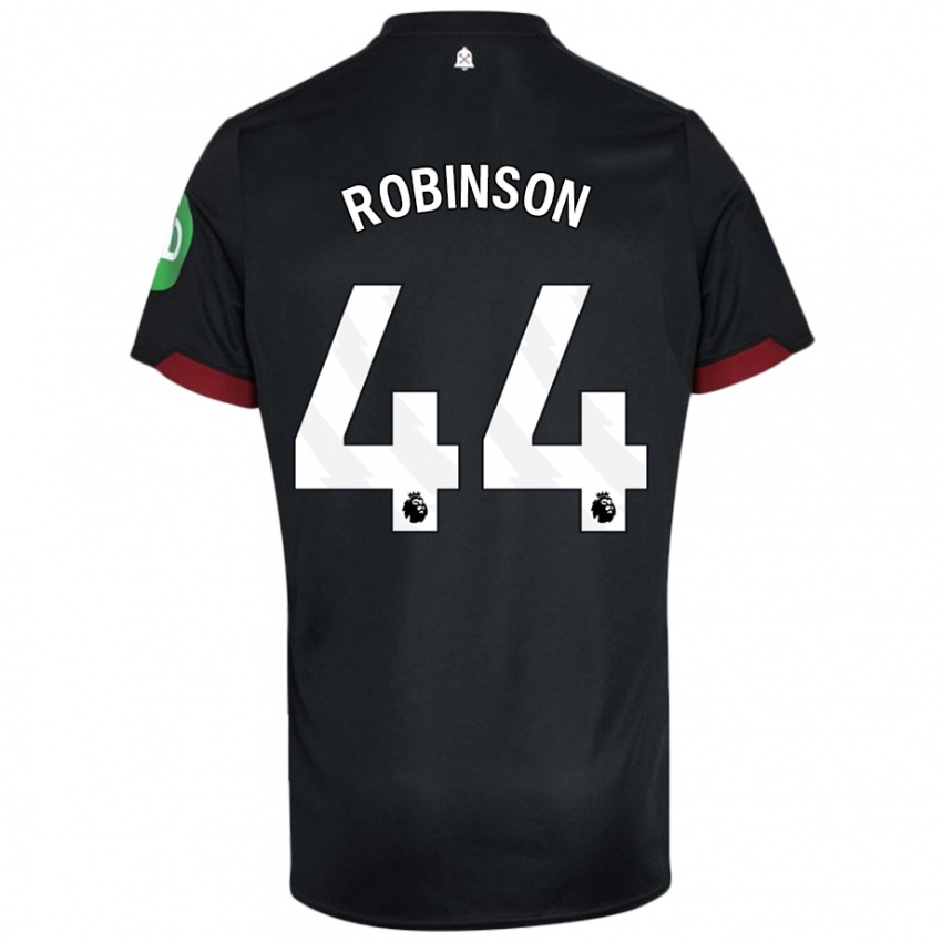 Női Junior Robinson #44 Fekete Fehér Idegenbeli Jersey 2024/25 Mez Póló Ing