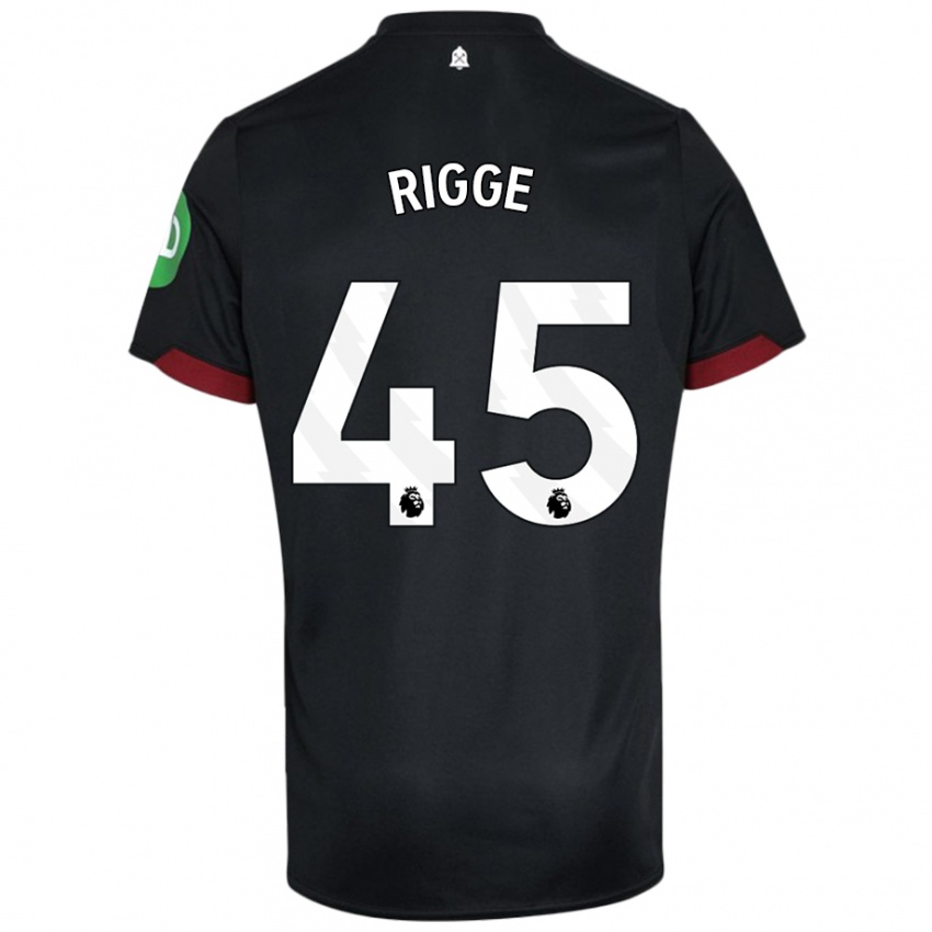 Női Daniel Rigge #45 Fekete Fehér Idegenbeli Jersey 2024/25 Mez Póló Ing