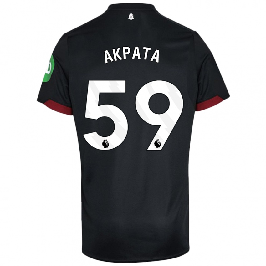 Női Tyron Akpata #59 Fekete Fehér Idegenbeli Jersey 2024/25 Mez Póló Ing