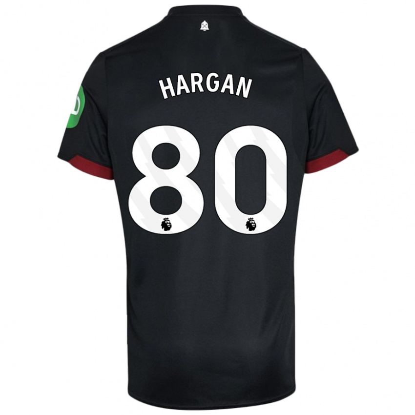 Női Riley Hargan #80 Fekete Fehér Idegenbeli Jersey 2024/25 Mez Póló Ing