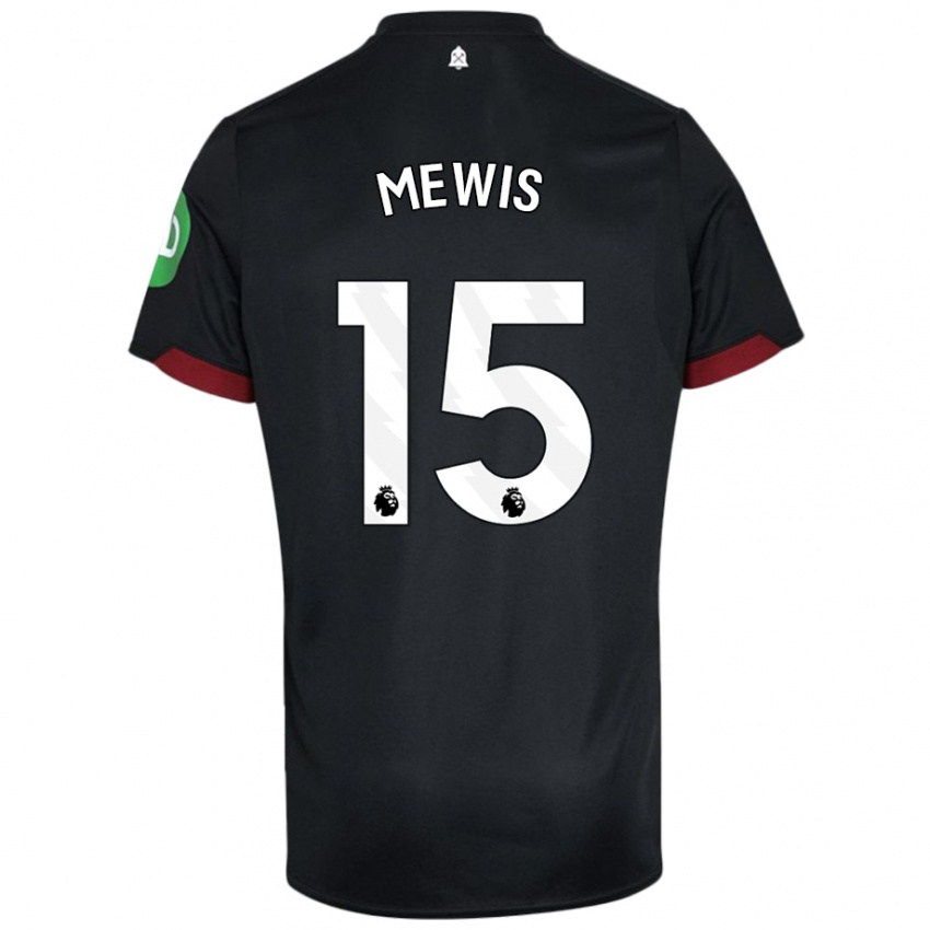 Női Kristie Mewis #15 Fekete Fehér Idegenbeli Jersey 2024/25 Mez Póló Ing