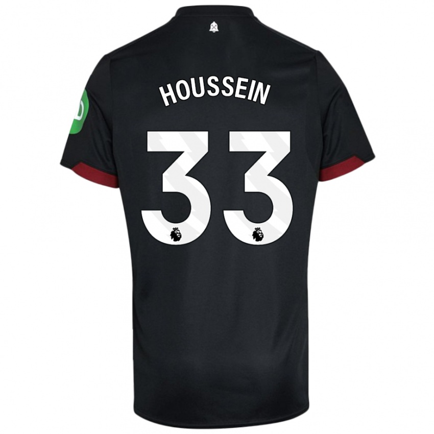 Női Halle Houssein #33 Fekete Fehér Idegenbeli Jersey 2024/25 Mez Póló Ing