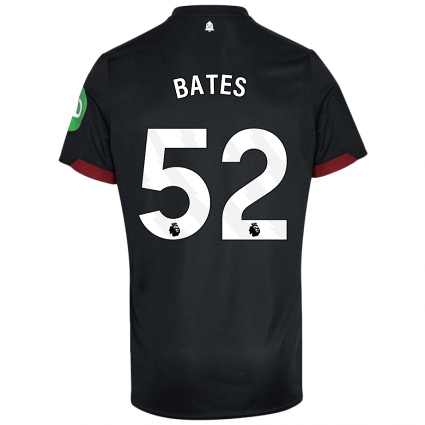 Női Billy Bates #52 Fekete Fehér Idegenbeli Jersey 2024/25 Mez Póló Ing