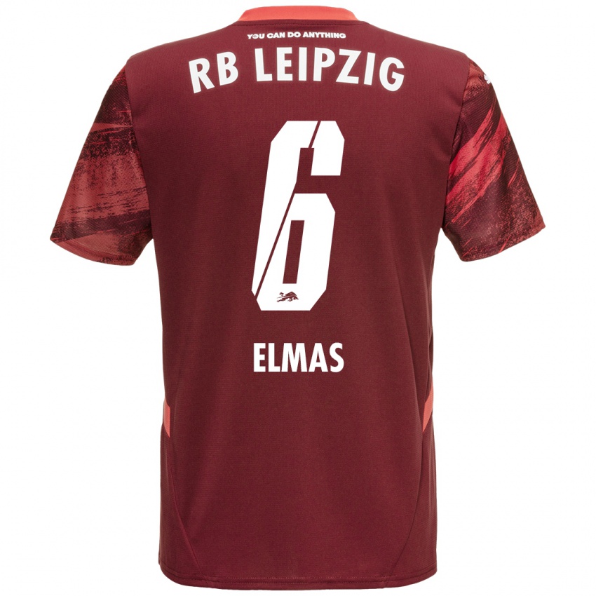 Női Eljif Elmas #6 Burgundia Idegenbeli Jersey 2024/25 Mez Póló Ing