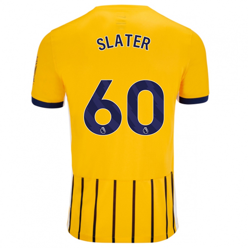 Női Jacob Slater #60 Arany Kék Csíkos Idegenbeli Jersey 2024/25 Mez Póló Ing