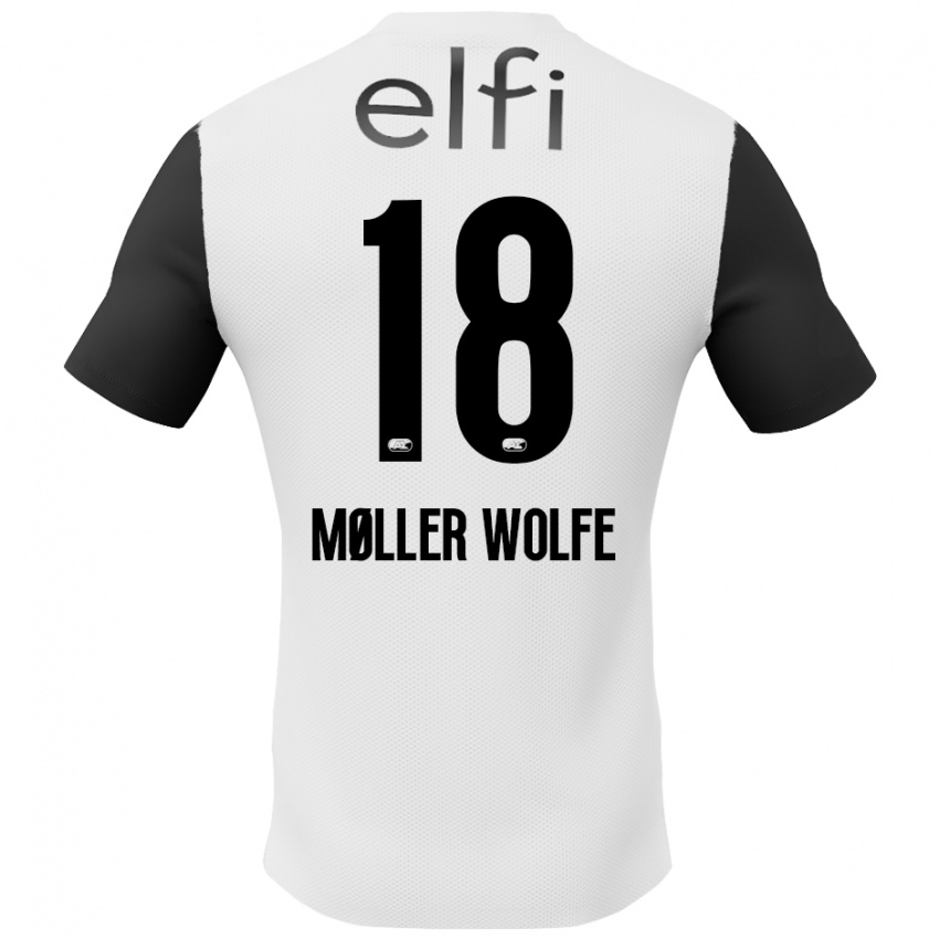 Női David Møller Wolfe #18 Fehér Fekete Idegenbeli Jersey 2024/25 Mez Póló Ing