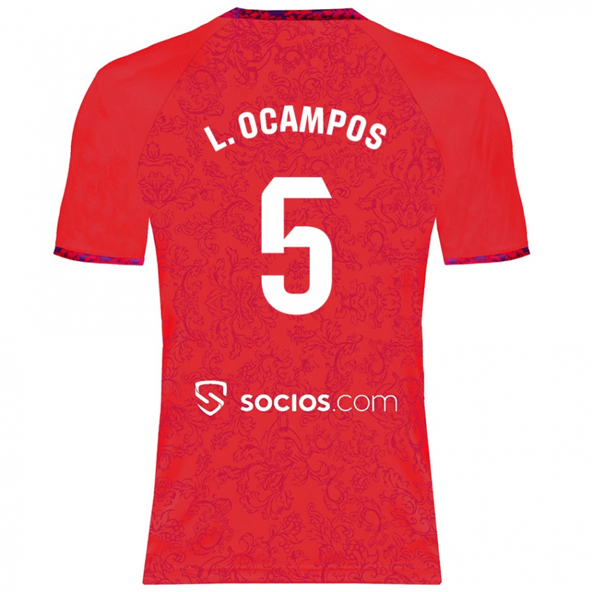 Női Lucas Ocampos #5 Piros Idegenbeli Jersey 2024/25 Mez Póló Ing