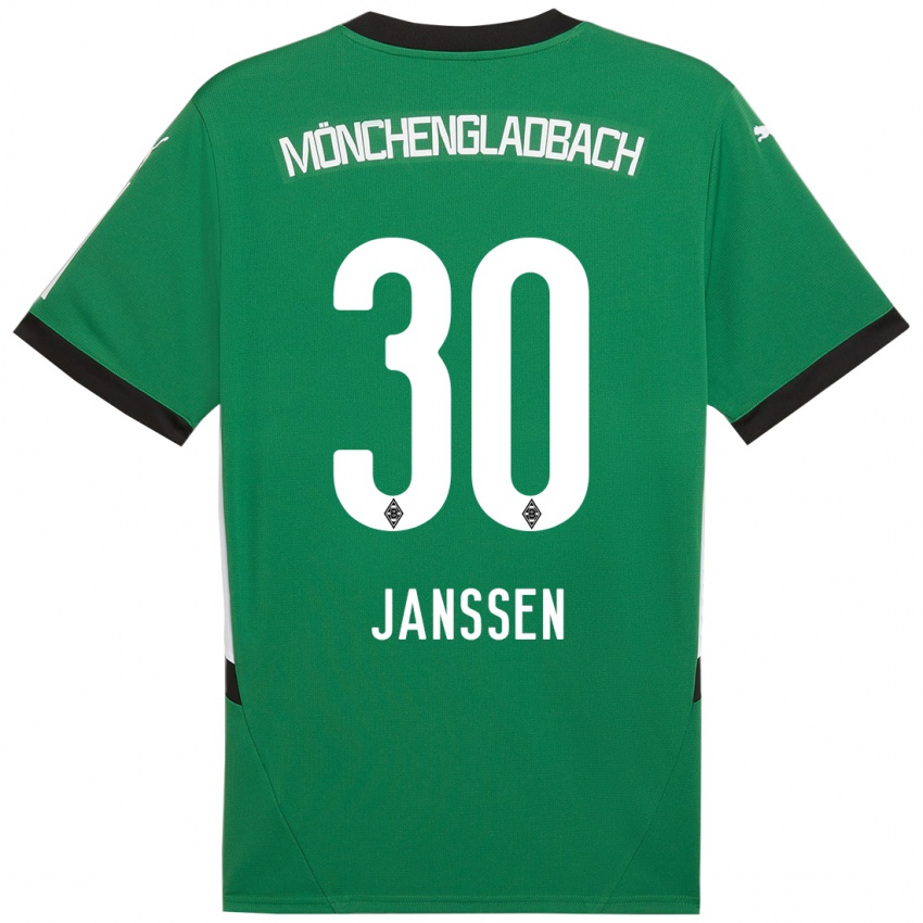 Női Annalena Janssen #30 Zöld Fehér Idegenbeli Jersey 2024/25 Mez Póló Ing