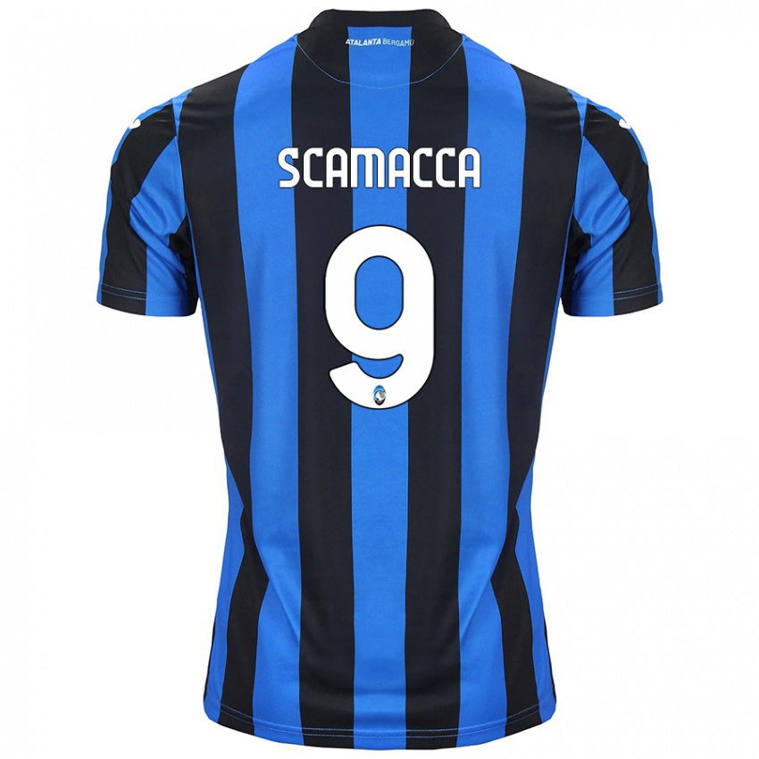 Gyermek Gianluca Scamacca #9 Kék Fekete Hazai Jersey 2024/25 Mez Póló Ing