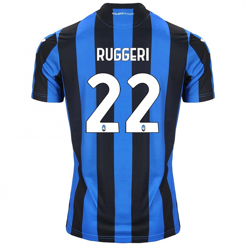 Gyermek Matteo Ruggeri #22 Kék Fekete Hazai Jersey 2024/25 Mez Póló Ing