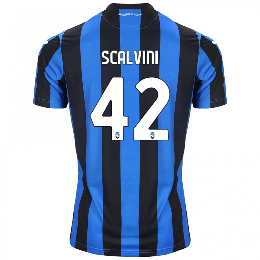 Gyermek Giorgio Scalvini #42 Kék Fekete Hazai Jersey 2024/25 Mez Póló Ing