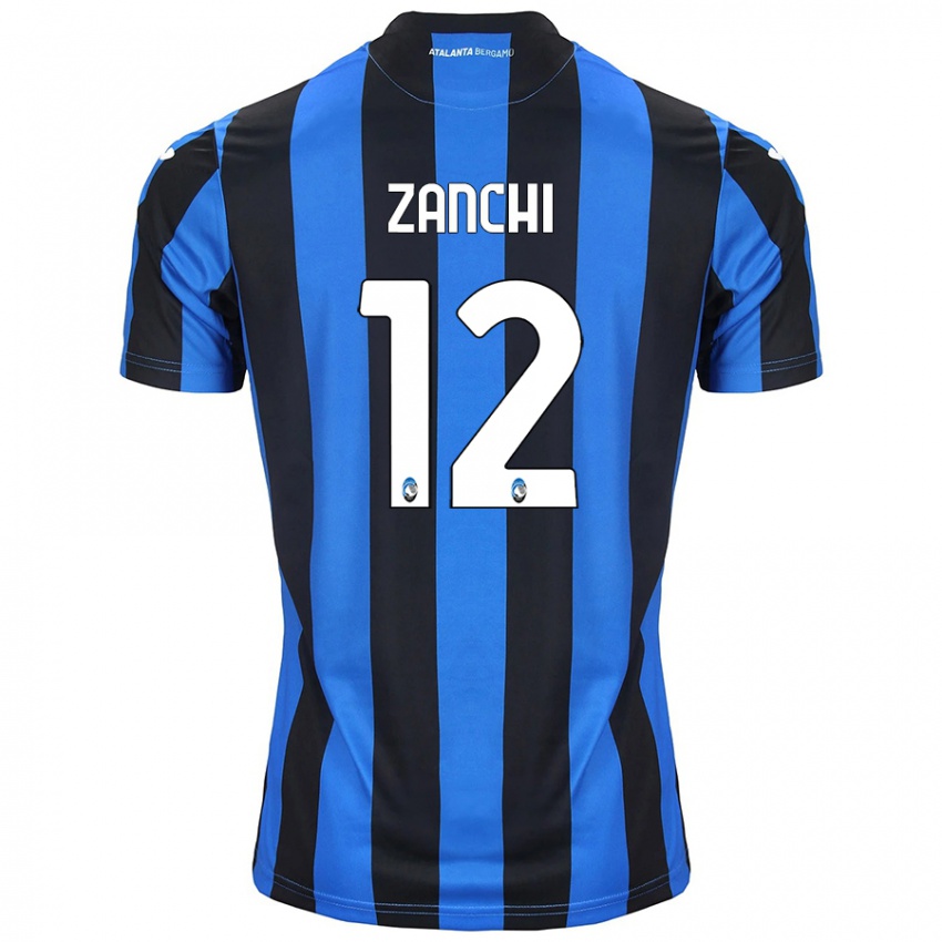 Gyermek Edoardo Zanchi #12 Kék Fekete Hazai Jersey 2024/25 Mez Póló Ing